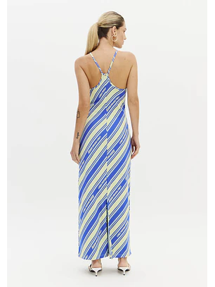 Vestido Comprido Azul e Verde - Lança Perfume