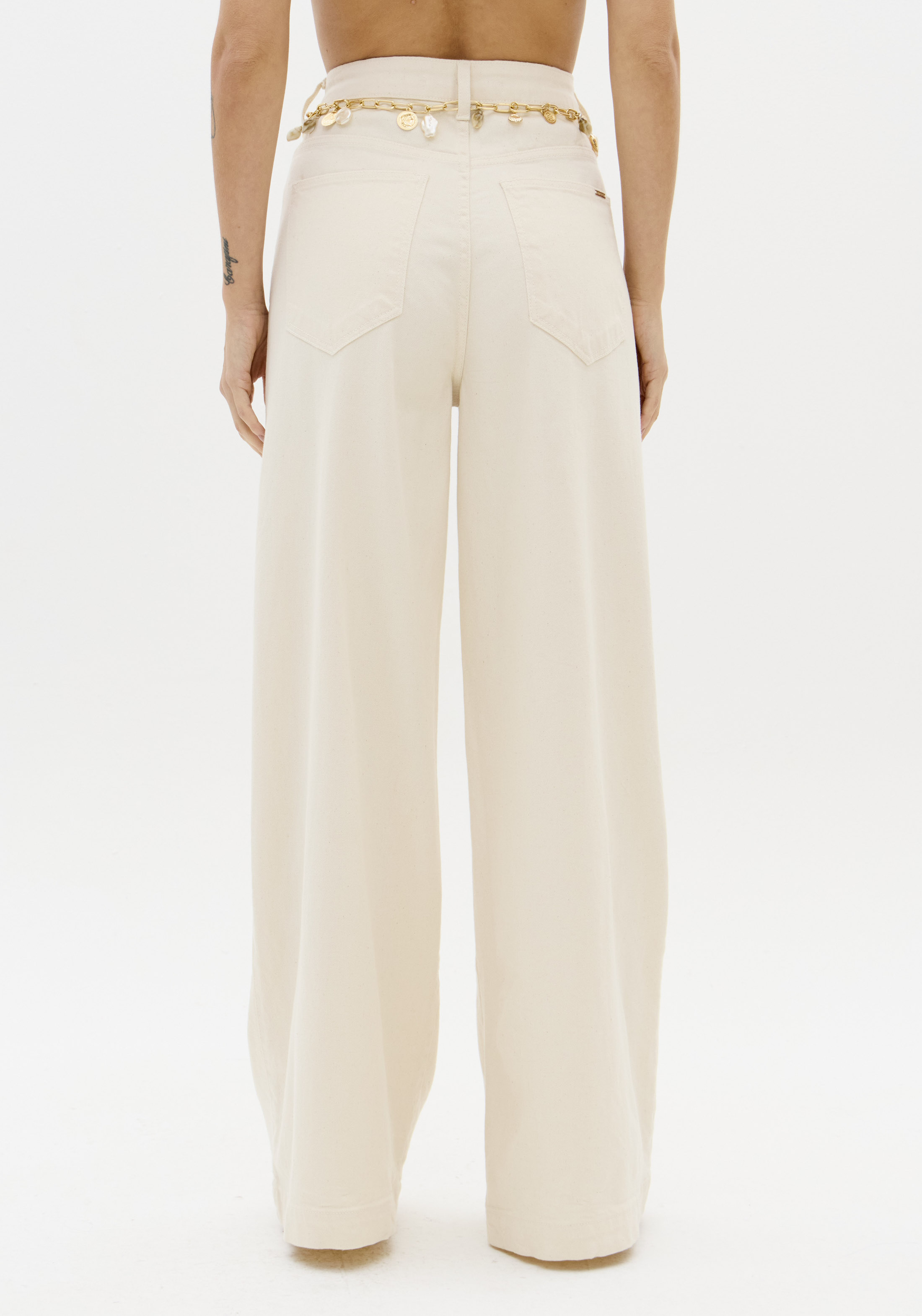 Calças Wide Lege Creme - Lança Perfume 3