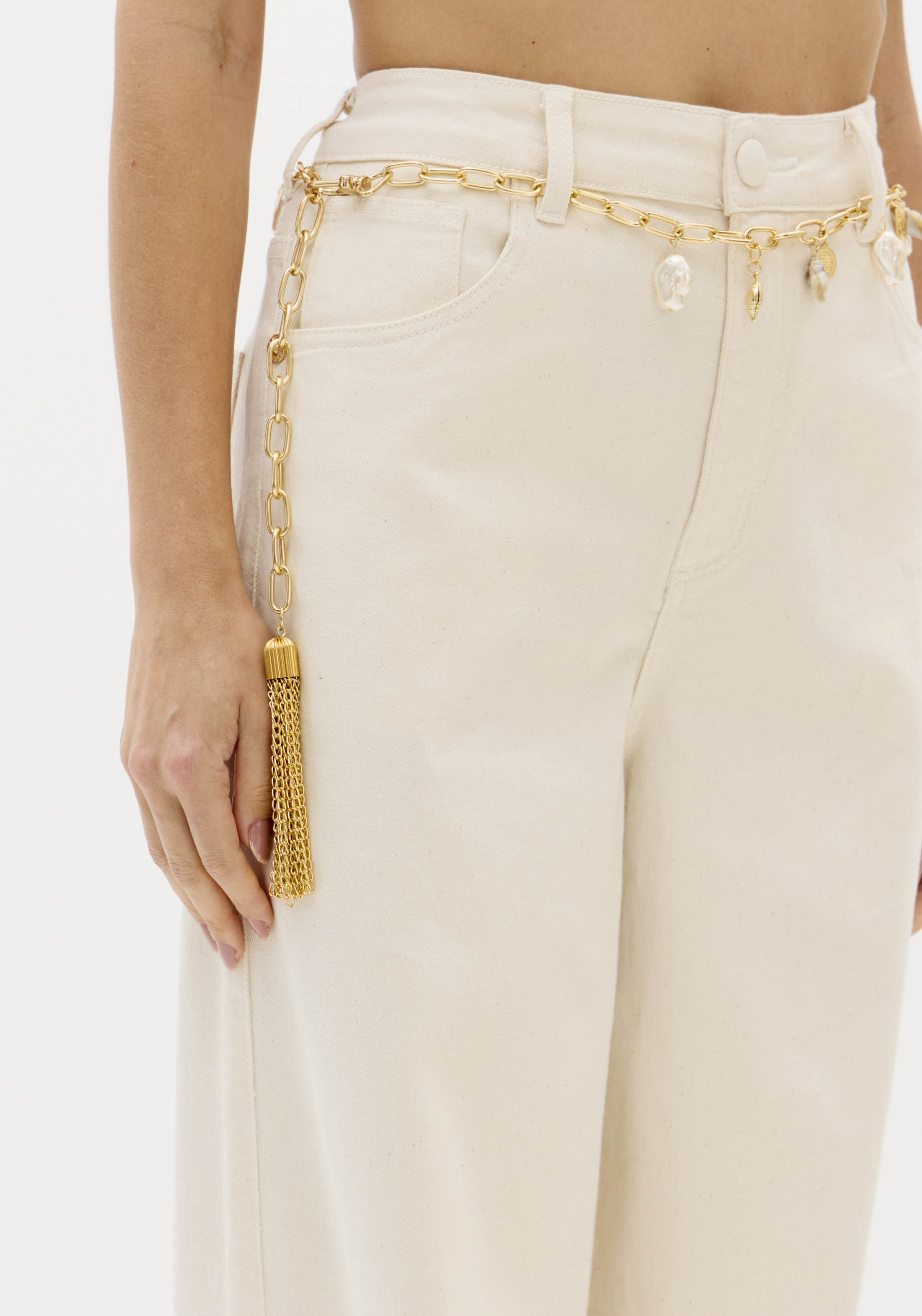 Calças Wide Lege Creme - Lança Perfume 4