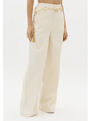 Calças Wide Lege Creme - Lança Perfume