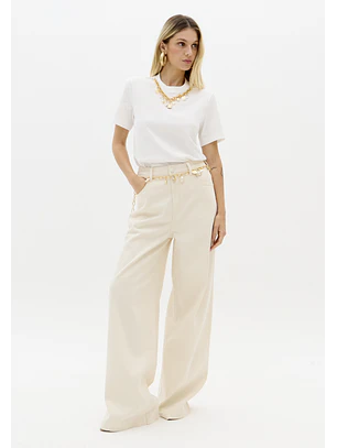 Calças Wide Lege Creme - Lança Perfume