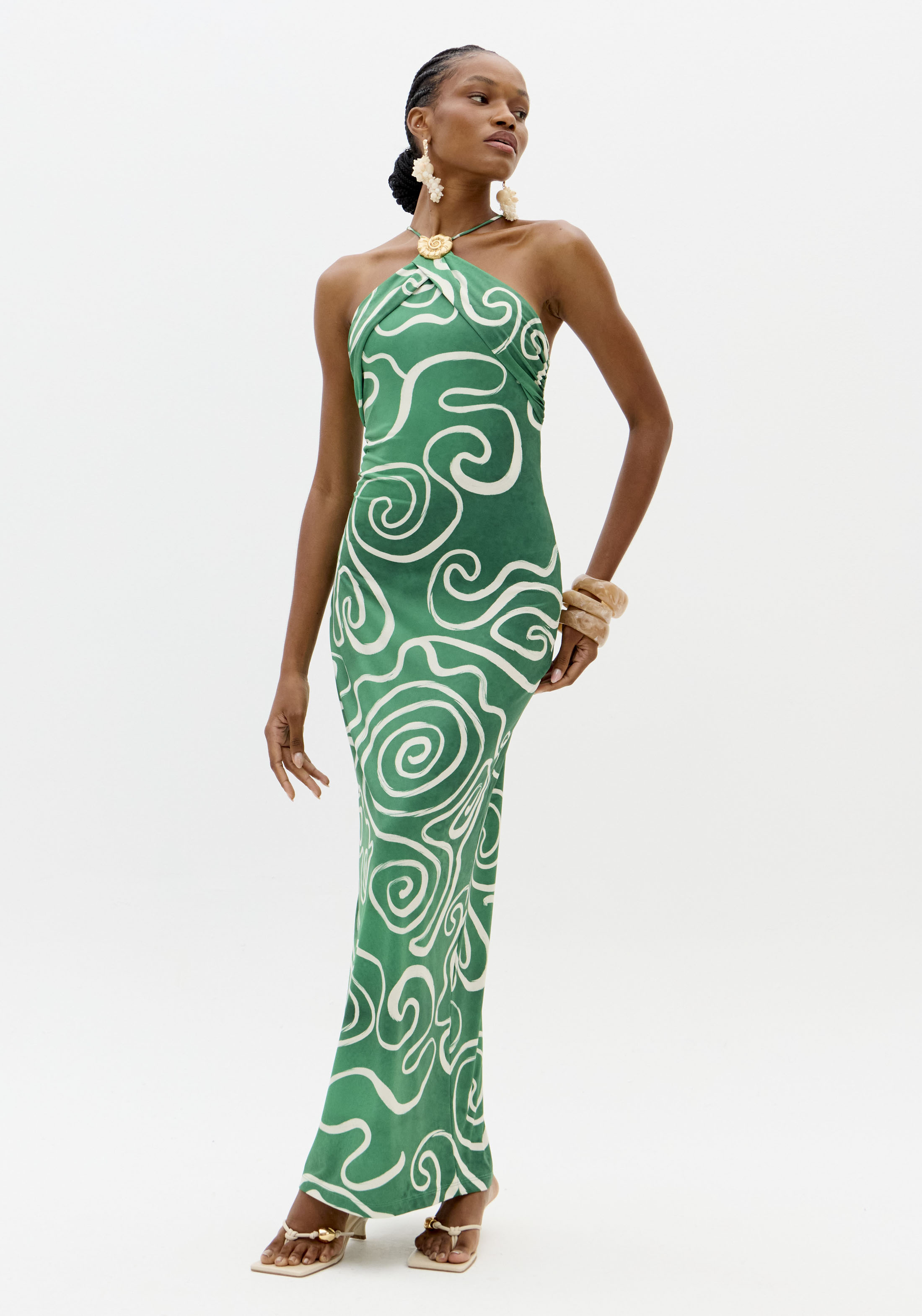 Vestido Lycra GREEN SPIRAL HARMONY Verde - Lança Perfume 1