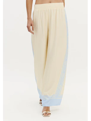 Calças Largas TROPICAL ESCAPE Creme e Azul - Lança Perfume 