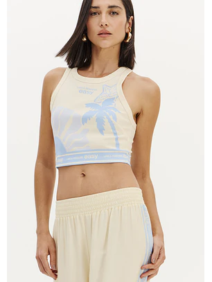 Crop Top TROPICAL ESCAPE Bege e Azul - Lança Perfume
