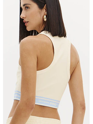 Crop Top TROPICAL ESCAPE Bege e Azul - Lança Perfume