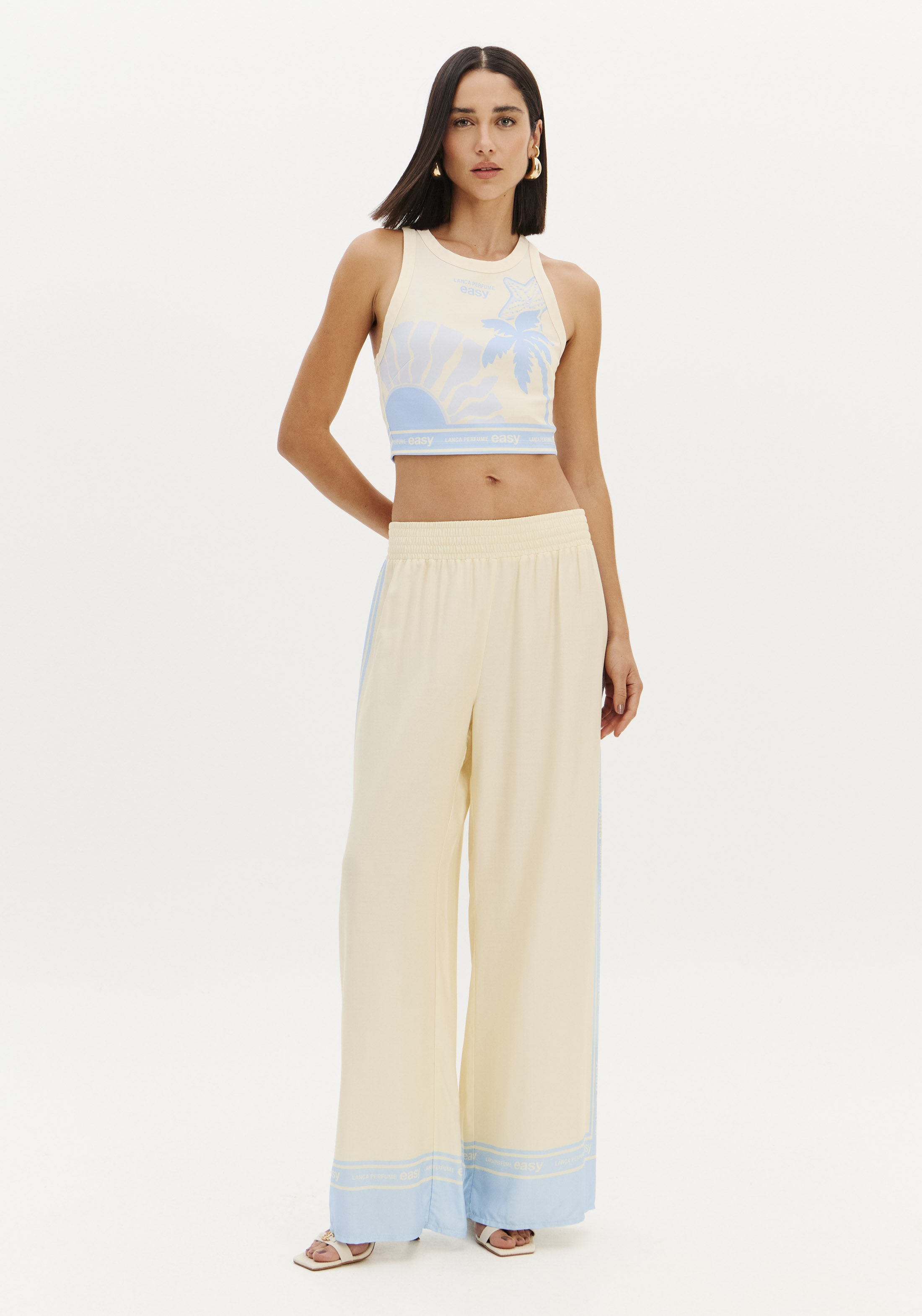Crop Top TROPICAL ESCAPE Bege e Azul - Lança Perfume 4