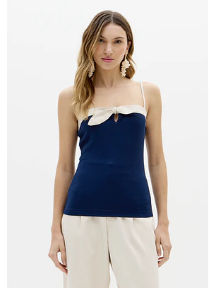 Top de Alças com Laço Azul - Lança Perfume 