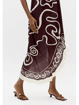 Vestido Comprido Assimétrico Castanho - Lança Perfume