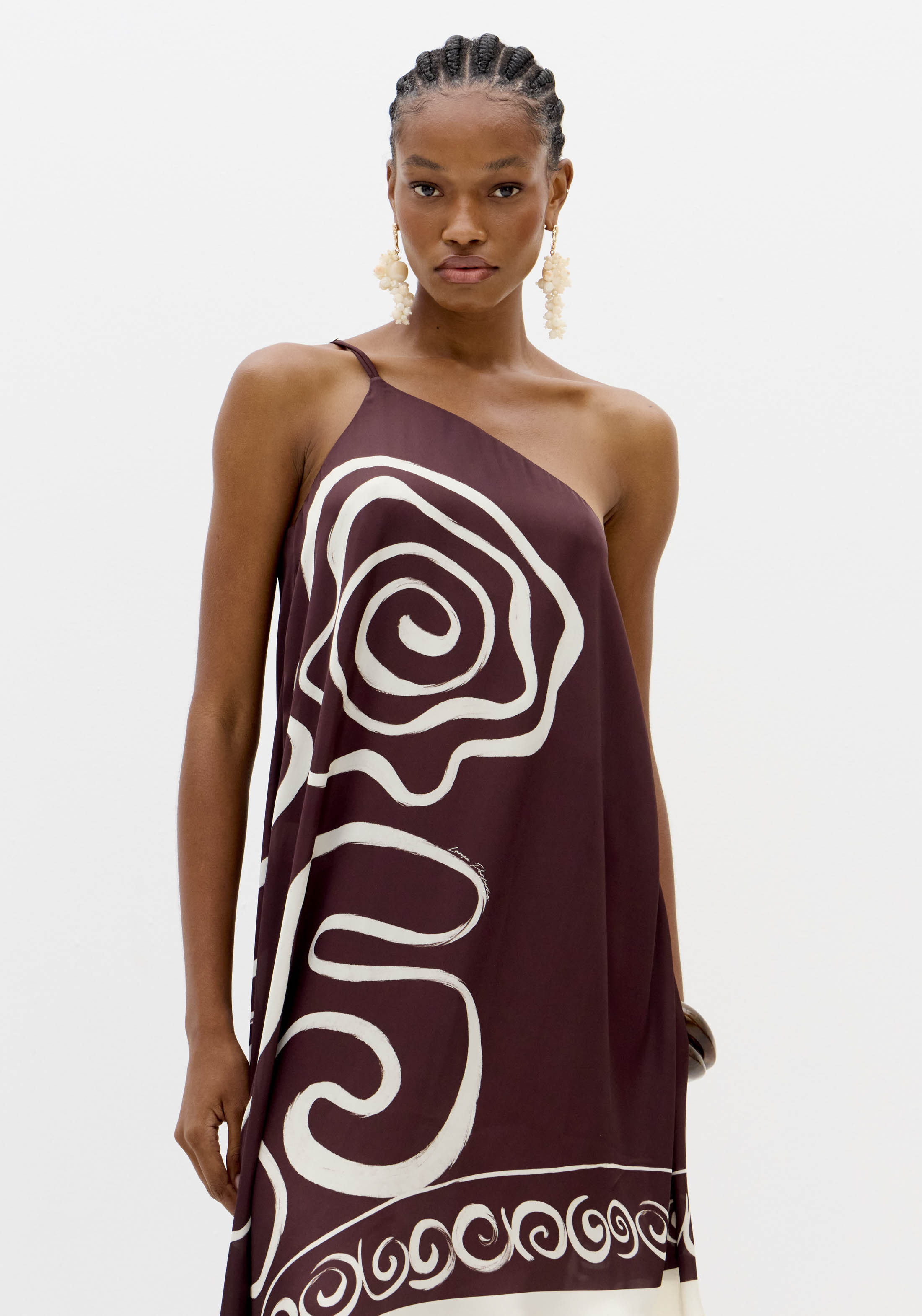 Vestido Comprido Assimétrico Castanho - Lança Perfume 3