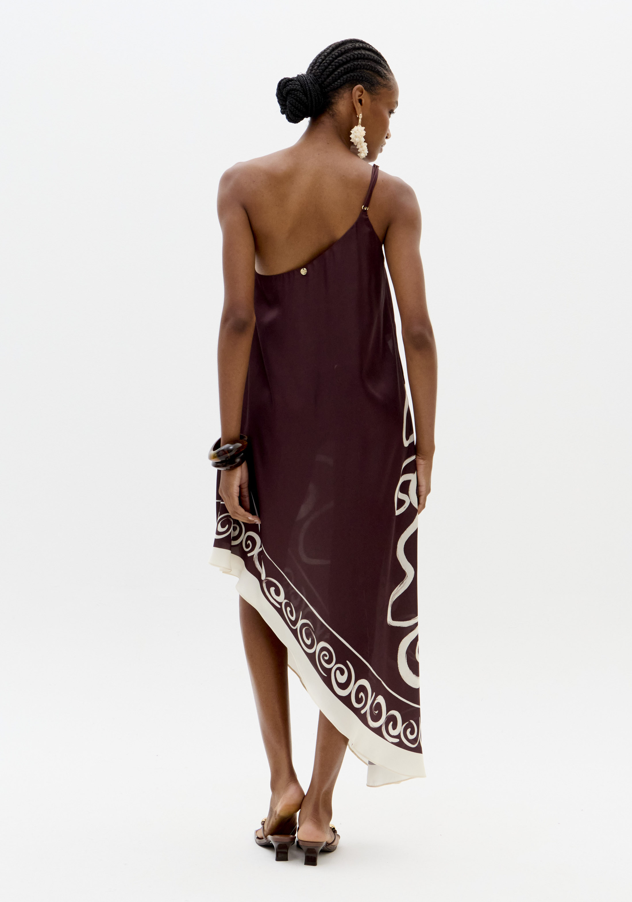 Vestido Comprido Assimétrico Castanho - Lança Perfume 4