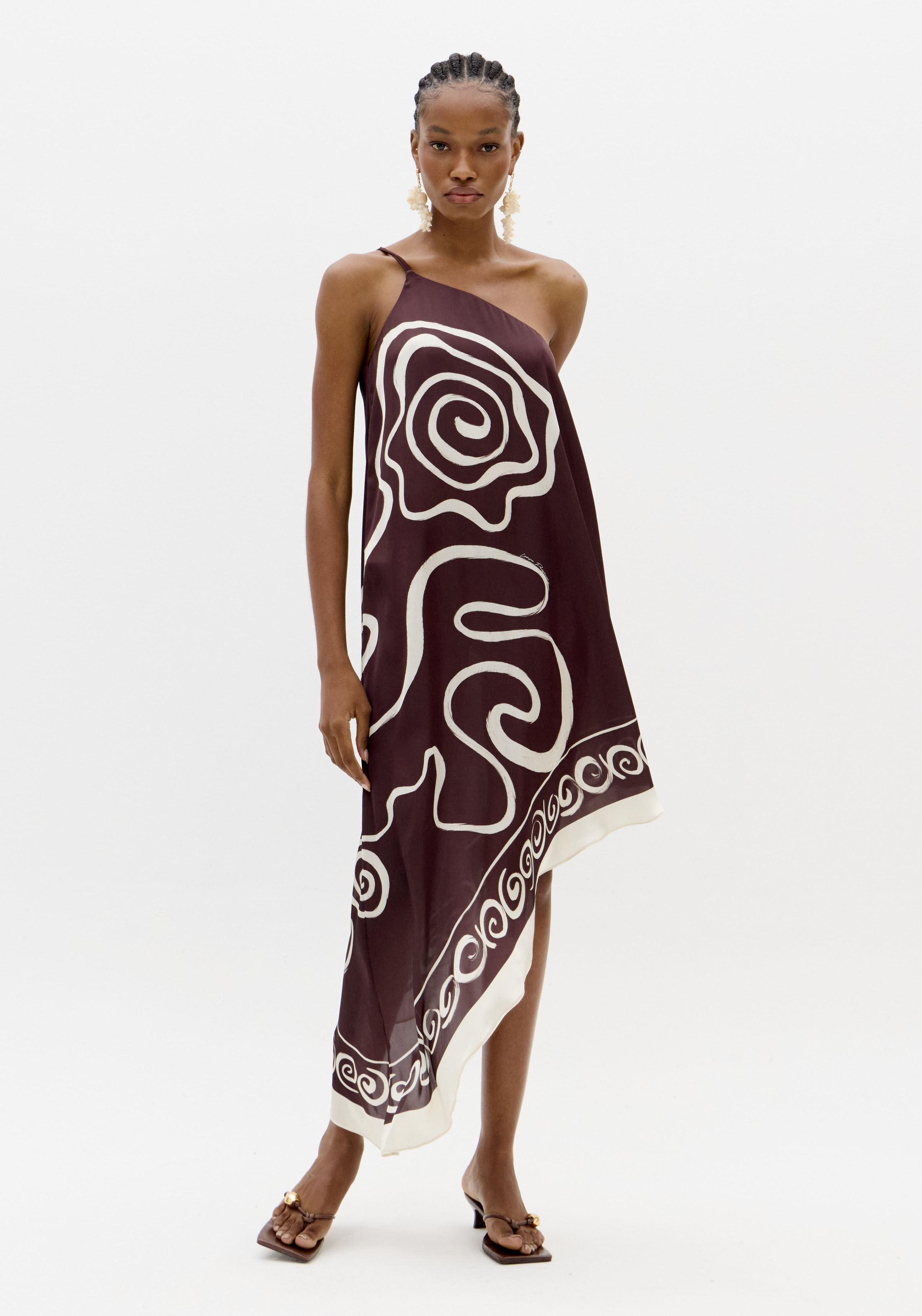 Vestido Comprido Assimétrico Castanho - Lança Perfume 5