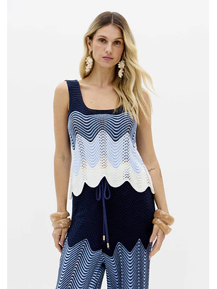 Top de Alças em Tricô Azul - Lança Perfume