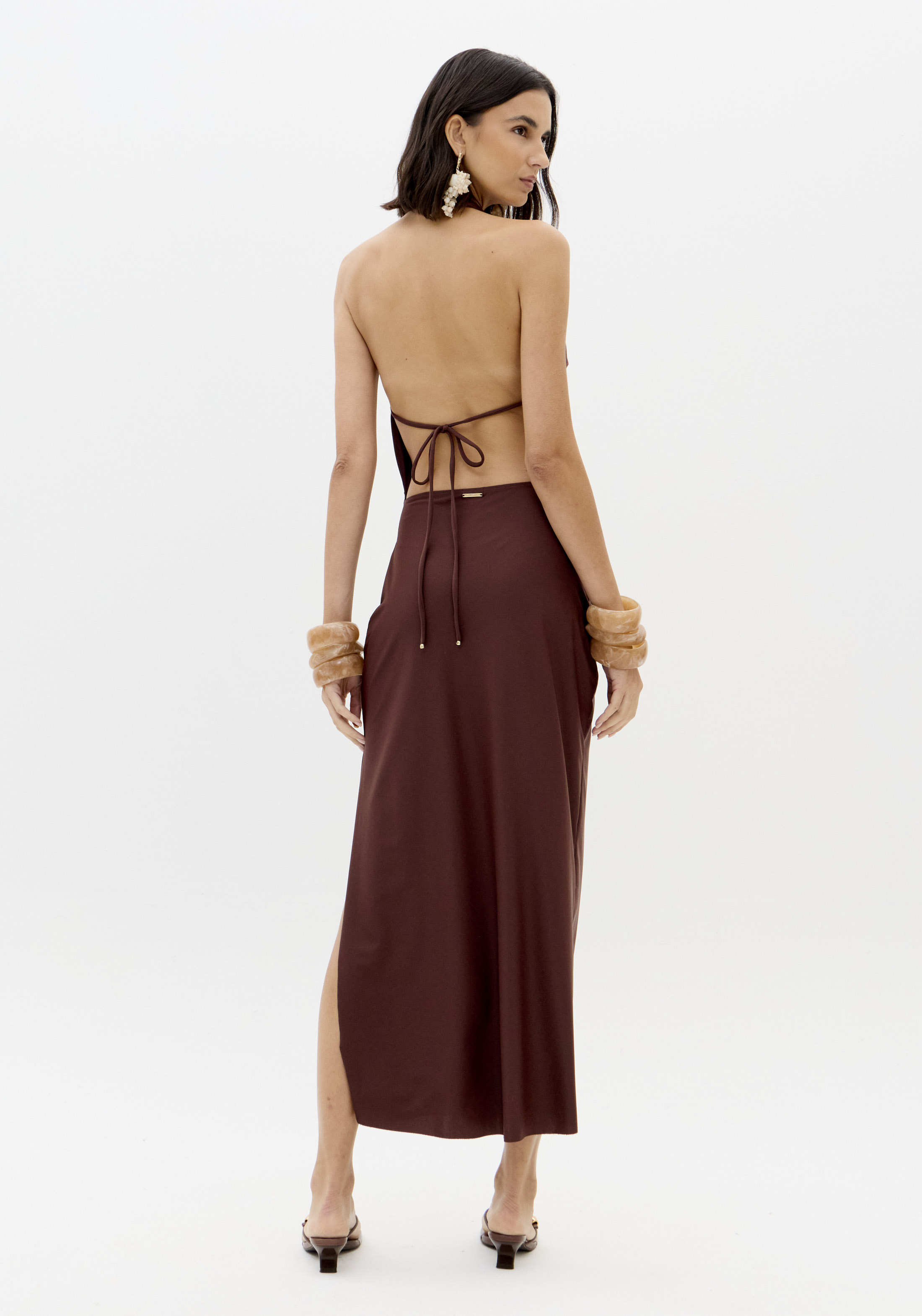 Vestido Comprido Malha Fria Castanho - Lança Perfume 2