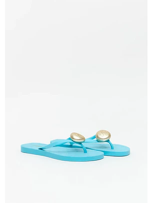 Chinelo Medalhão Azul Turquesa - Lança Perfume