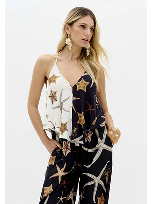 Top de Alças STARFISH Branco e Preto - Lança Perfume 