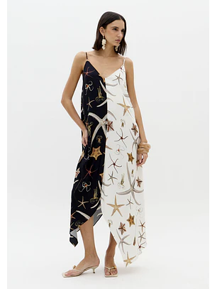 Vestido STARFISH Branco e Preto - Lança Perfume