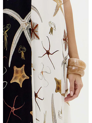 Vestido STARFISH Branco e Preto - Lança Perfume