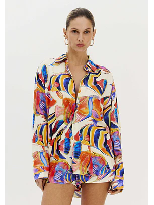 Camisa Solta Peixes OCEANI GLOW Multi - Lança Perfume