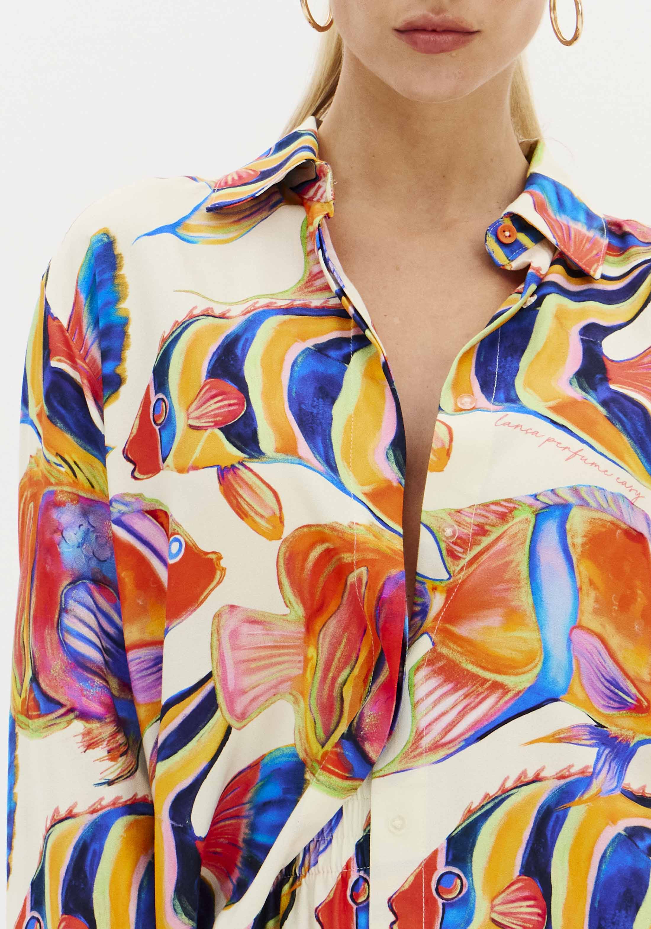 Camisa Solta Peixes OCEANI GLOW Multi - Lança Perfume 3