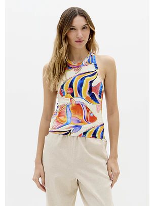 Top Canelado Peixes OCEANI GLOW Multi - Lança Perfume