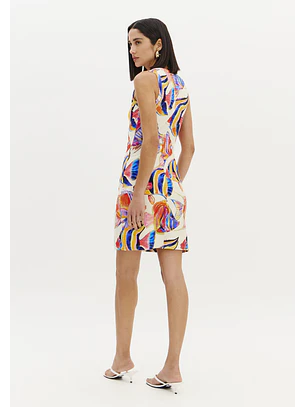 Vestido Canelado Curto Peixes OCEANI GLOW Multi - Lança Perfume 