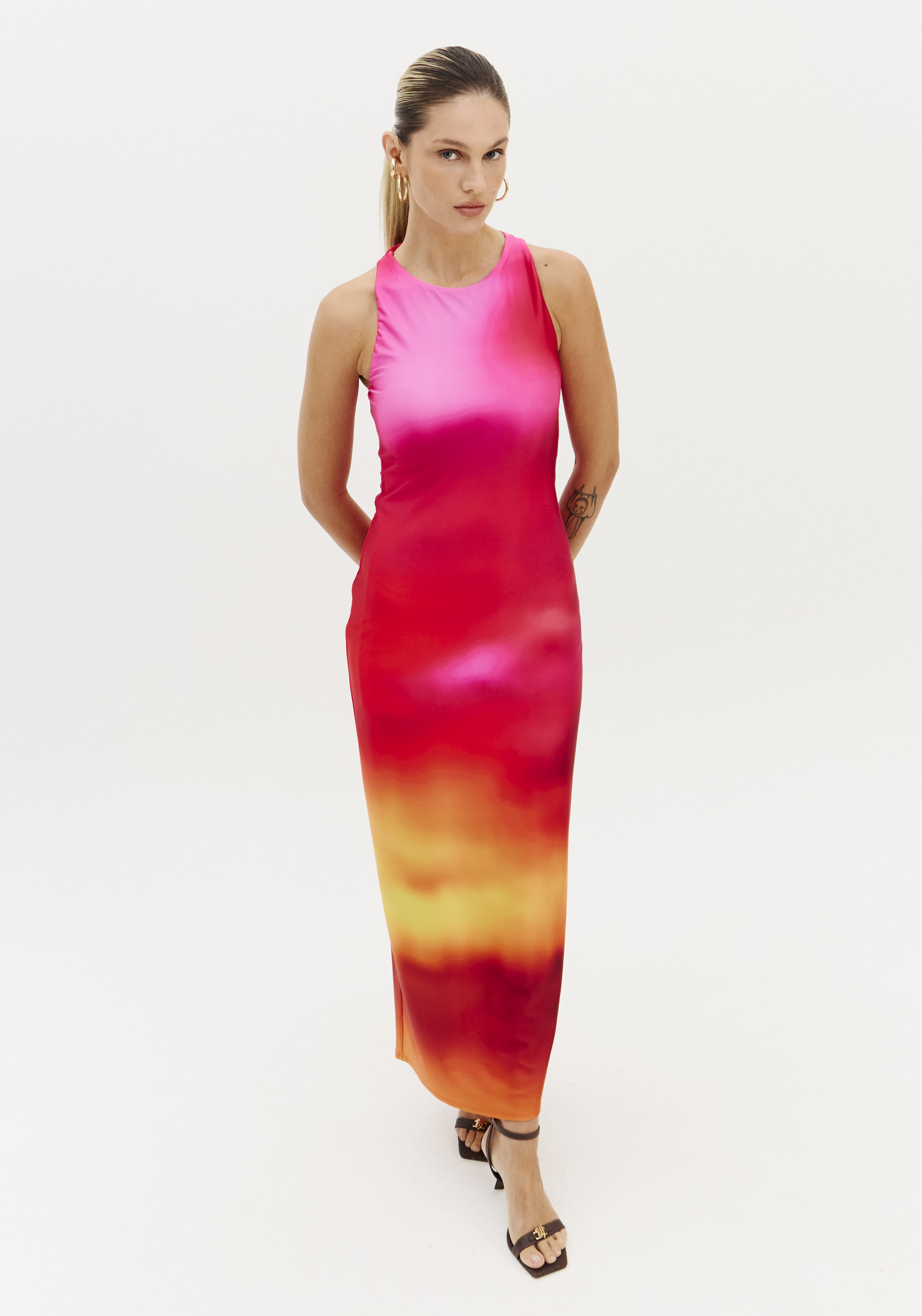 Vestido Comprido SUNSET MIRAGE Rosa - Lança Perfume 4