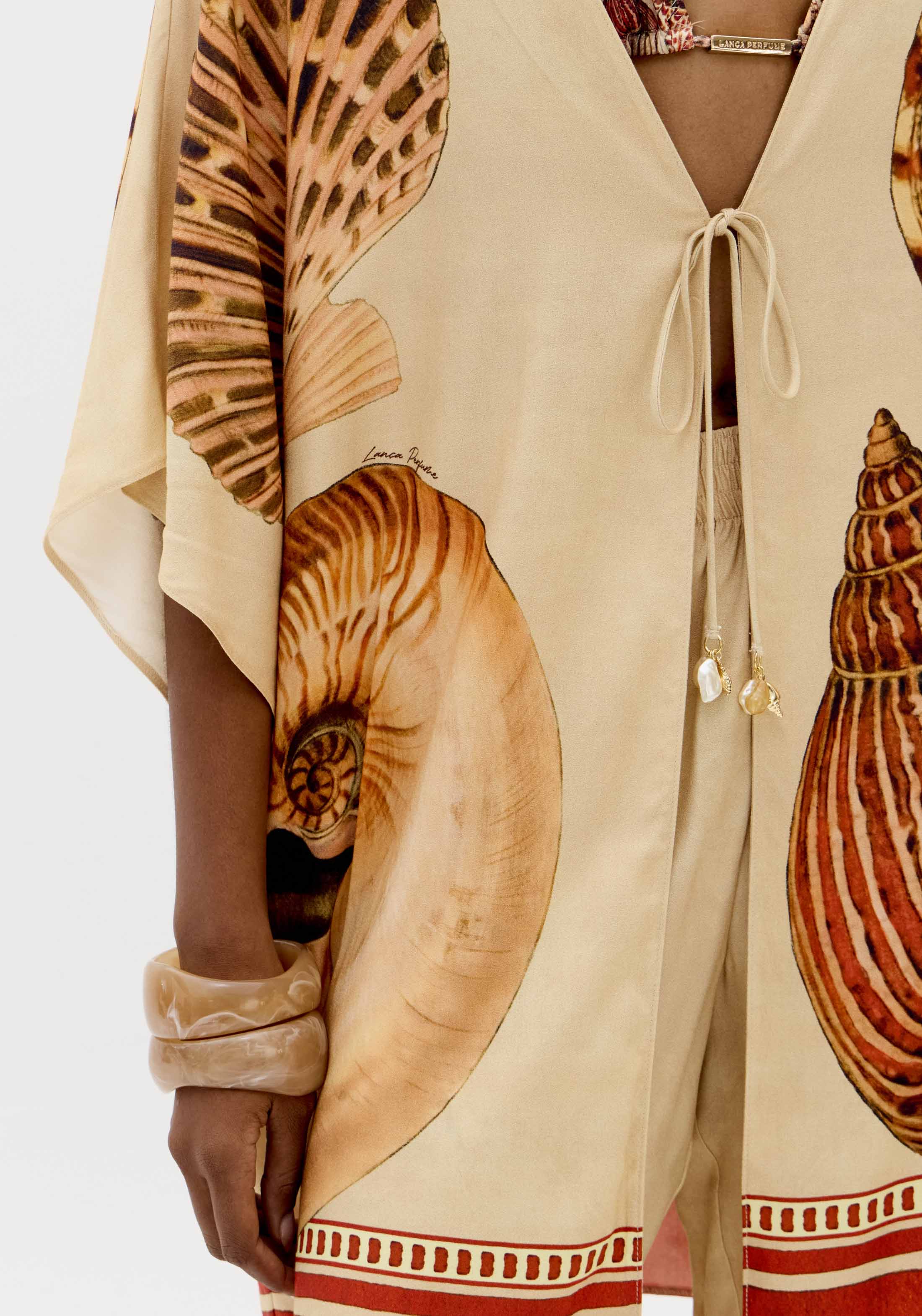 Kaftan Largas SHELLIS Bege - Lança Perfume  4