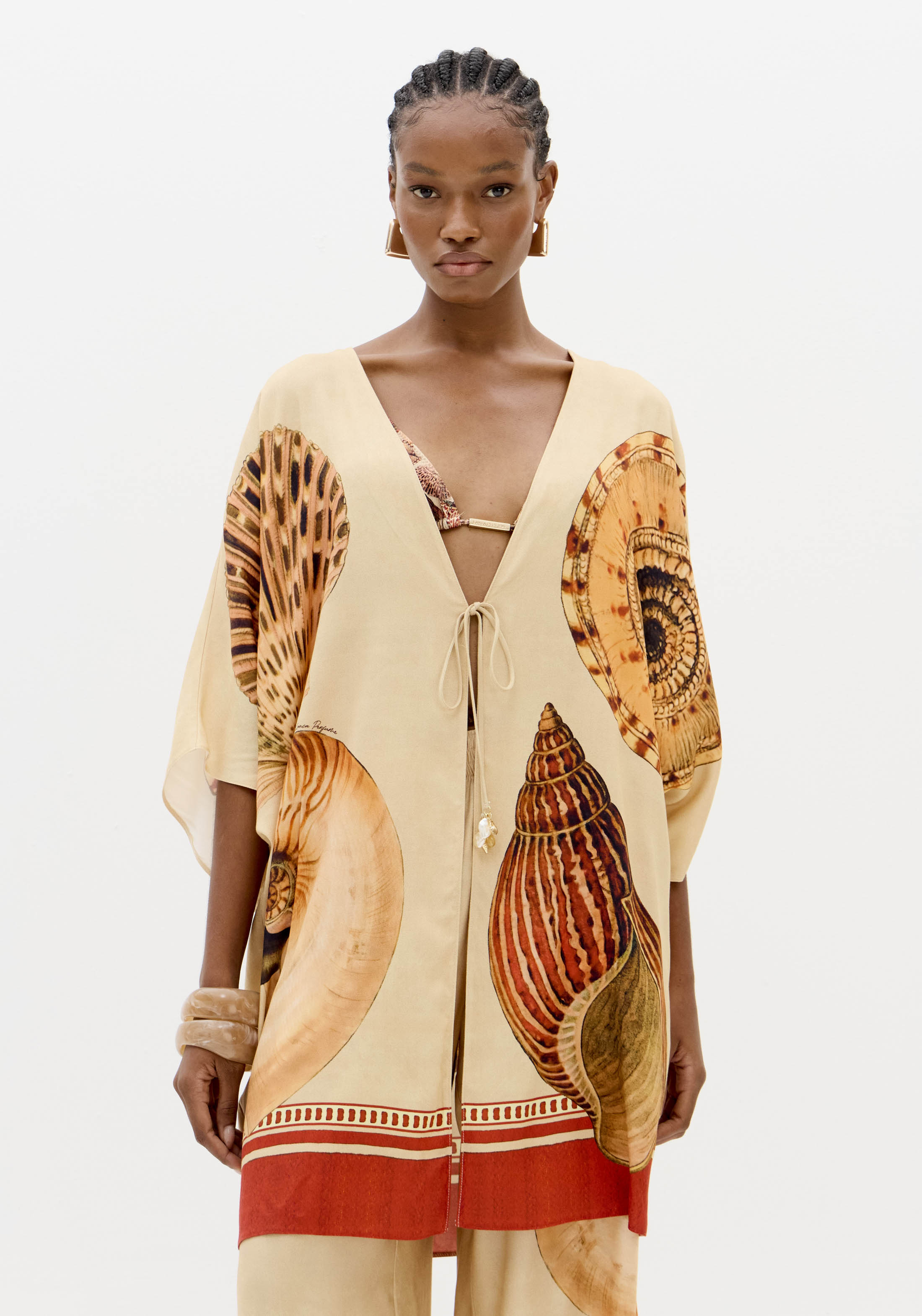 Kaftan Largas SHELLIS Bege - Lança Perfume  1