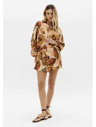 Camisa Estampada SHELLIS Bege - Lança Perfume 