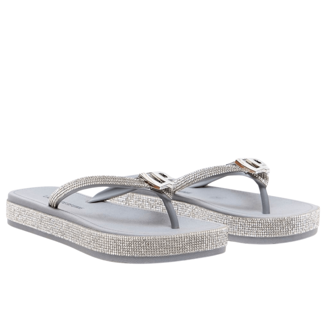 Chinelo Plataforma Strass Prata - Lança Perfume  2