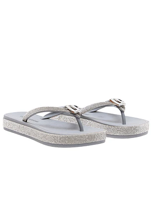 Chinelo Plataforma Strass Prata - Lança Perfume 