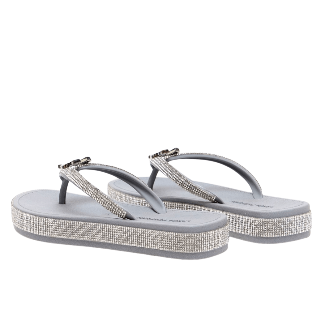 Chinelo Plataforma Strass Prata - Lança Perfume  3