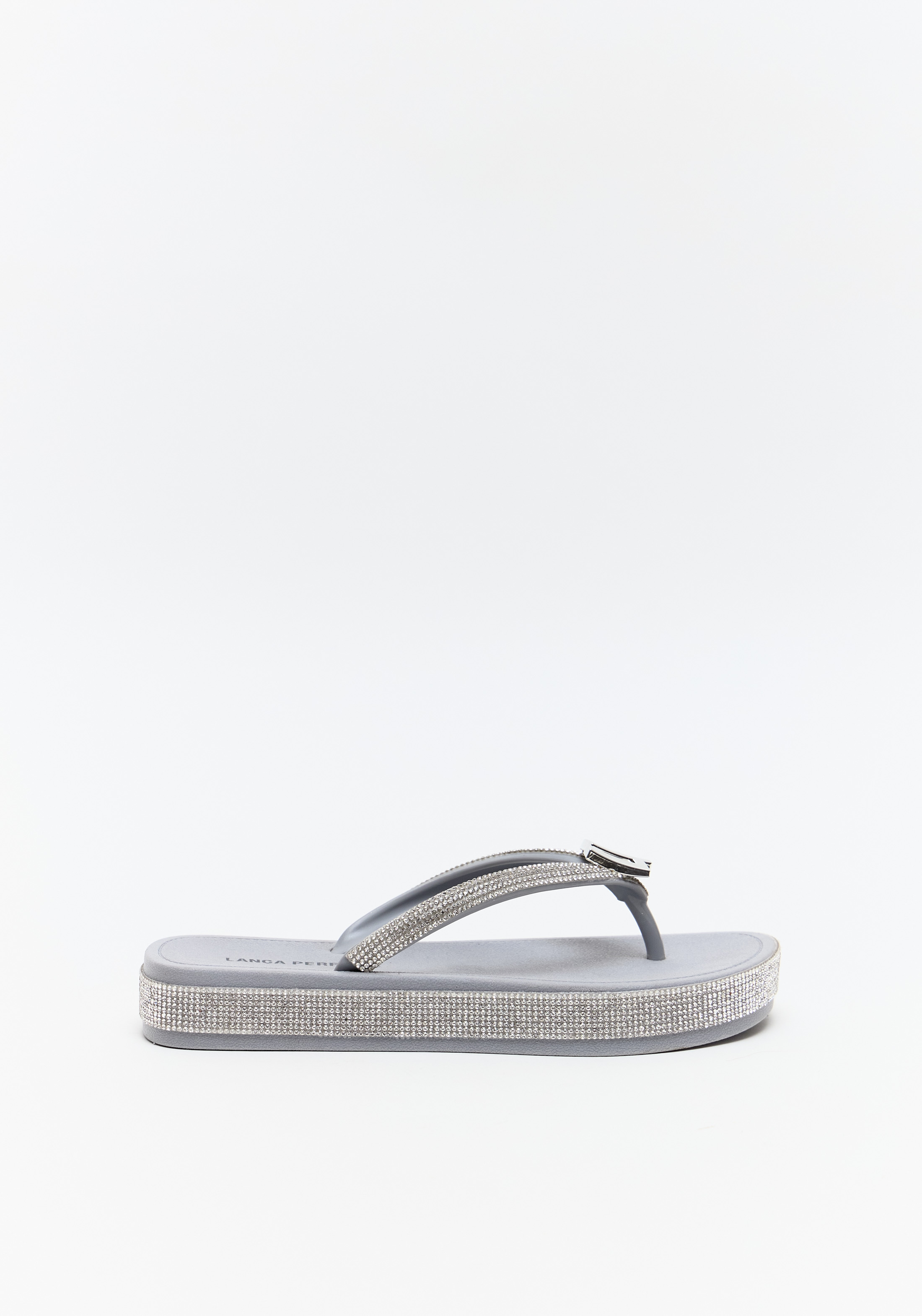 Chinelo Plataforma Strass Prata - Lança Perfume  1