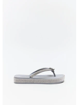 Chinelo Plataforma Strass Prata - Lança Perfume 