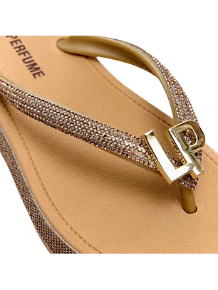 Chinelo Plataforma Strass Dourado - Lança Perfume
