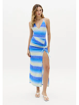 Saia Comprida SUMMER SEA Azul e Verde - Lança Perfume 