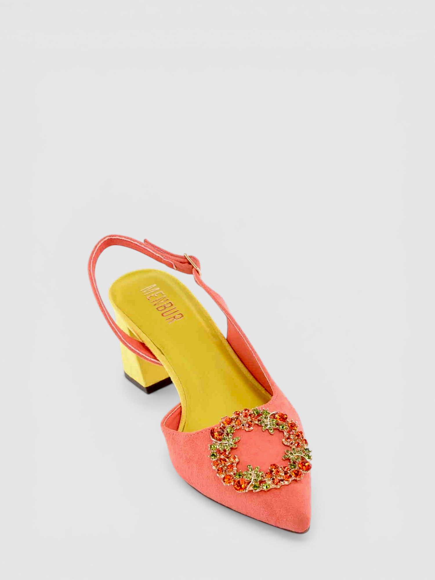 Sapato Salto Block Salmão e Amarelo - Menbur  2