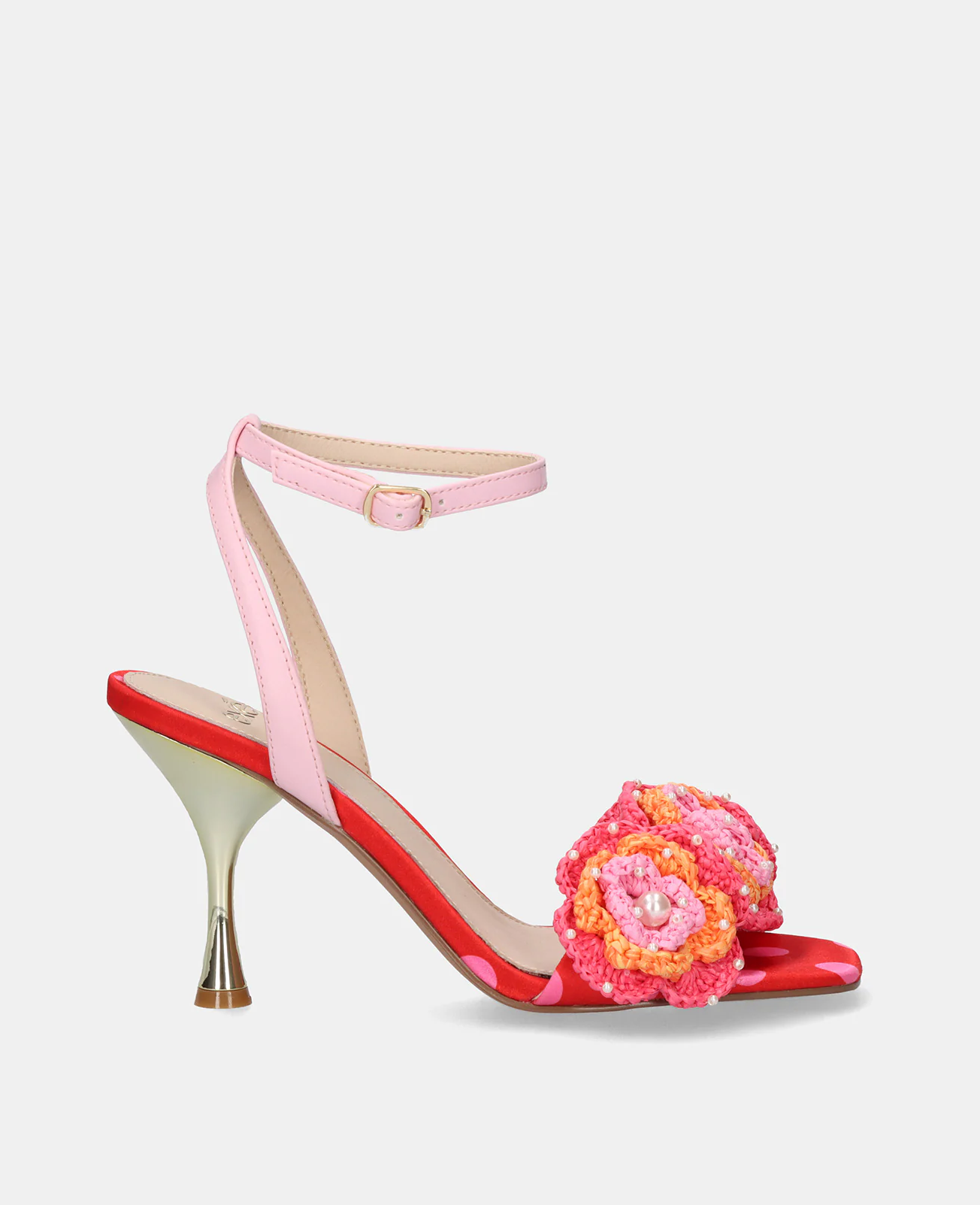 Sandália de Salto com Flores ANITA-116 Vermelho - EXÉ  1