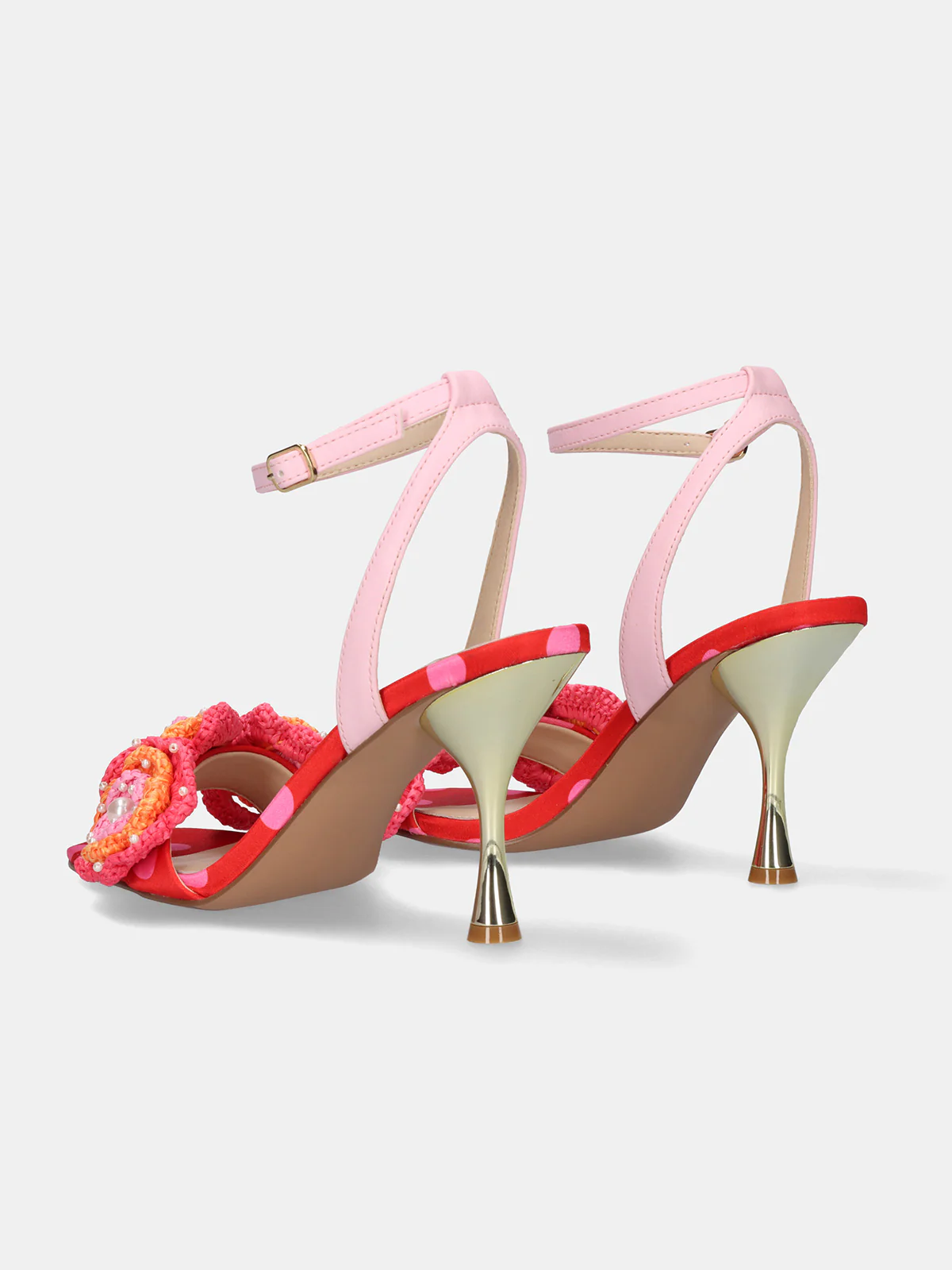 Sandália de Salto com Flores ANITA-116 Vermelho - EXÉ  3