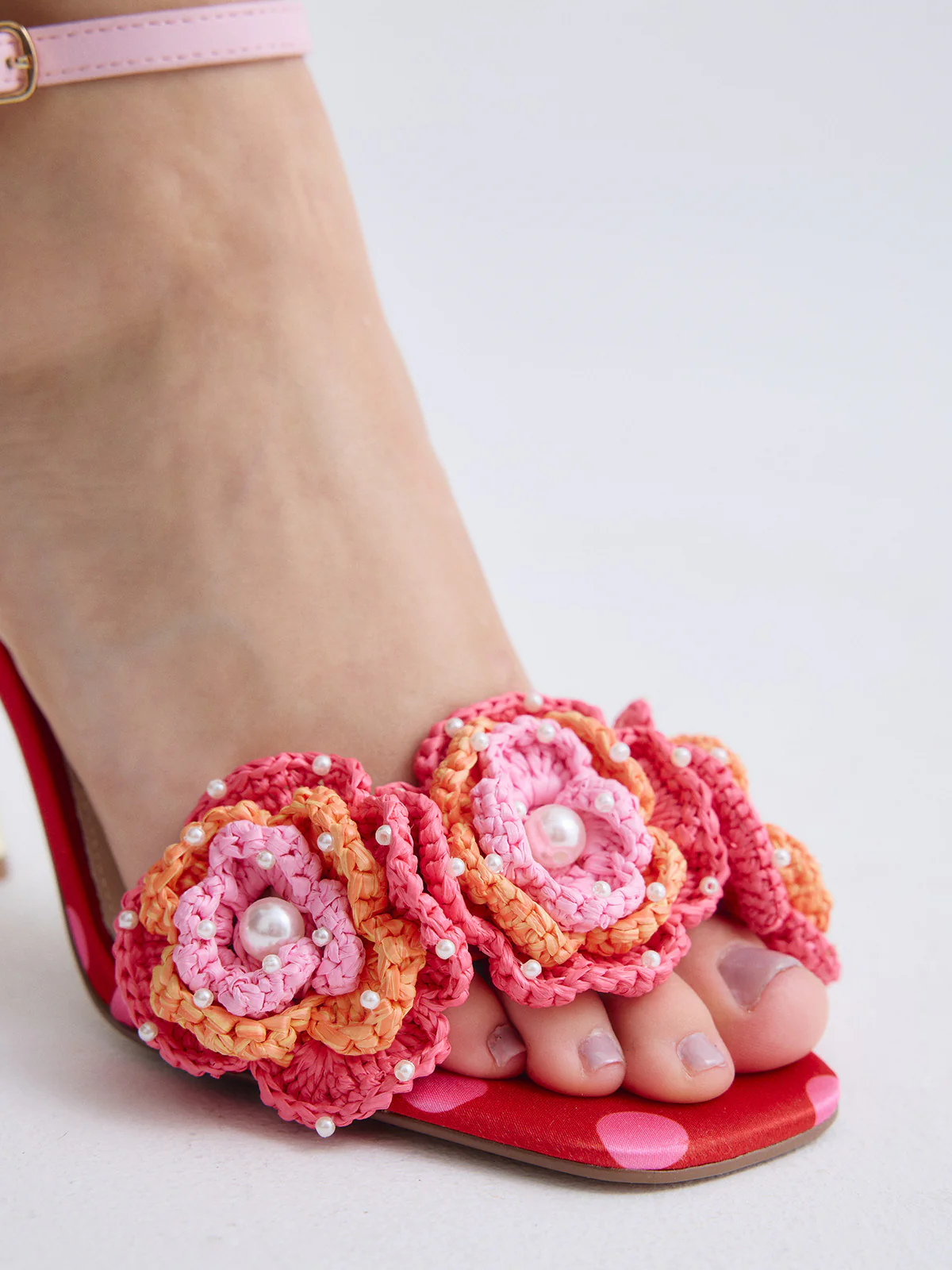 Sandália de Salto com Flores ANITA-116 Vermelho - EXÉ  5