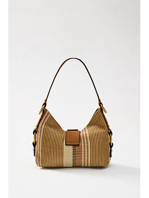 Mala de Ombro Pequena CAMDEN Rafia Camel - Guess