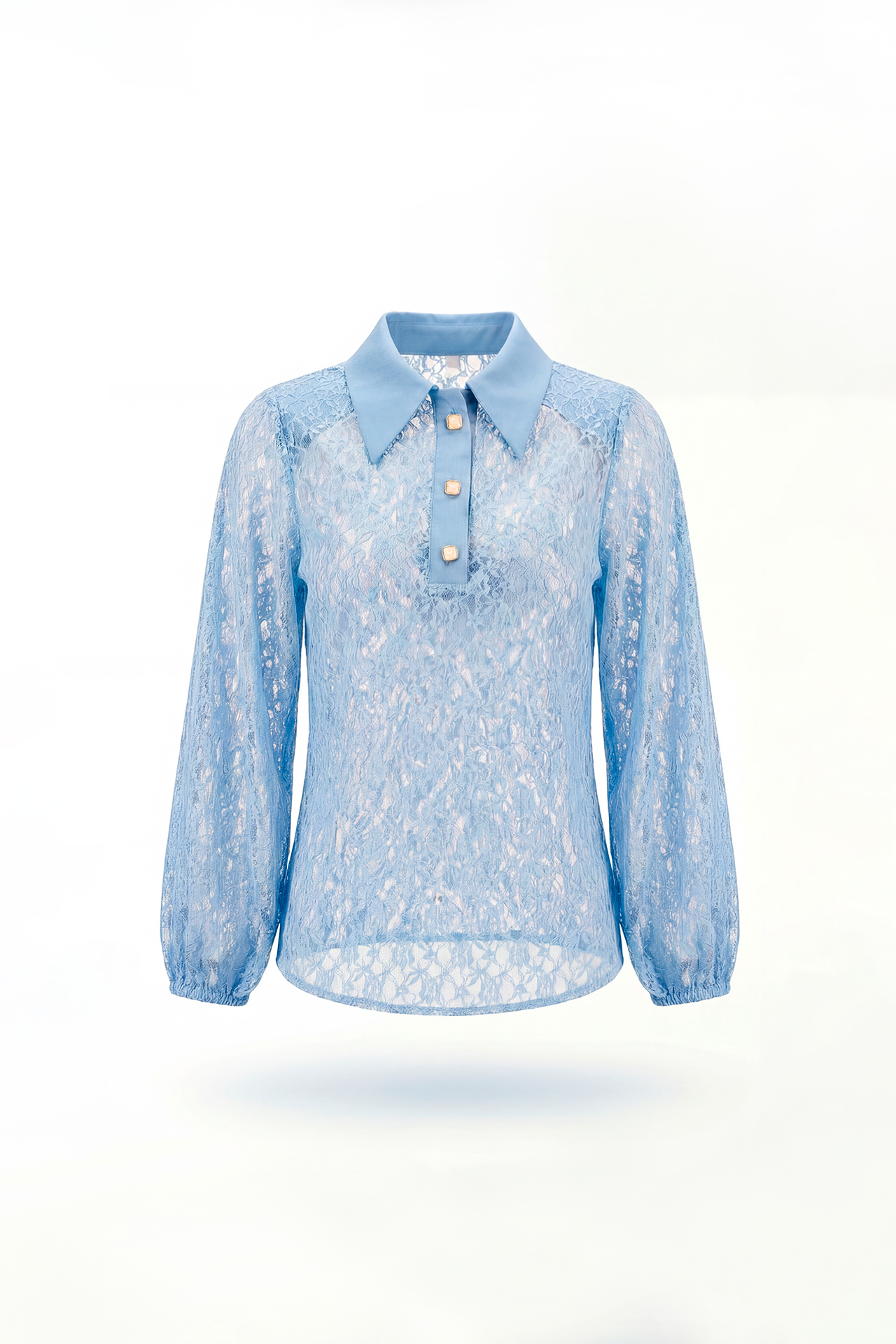 Blusa em Renda com Gola Azul - SAHOCO  1