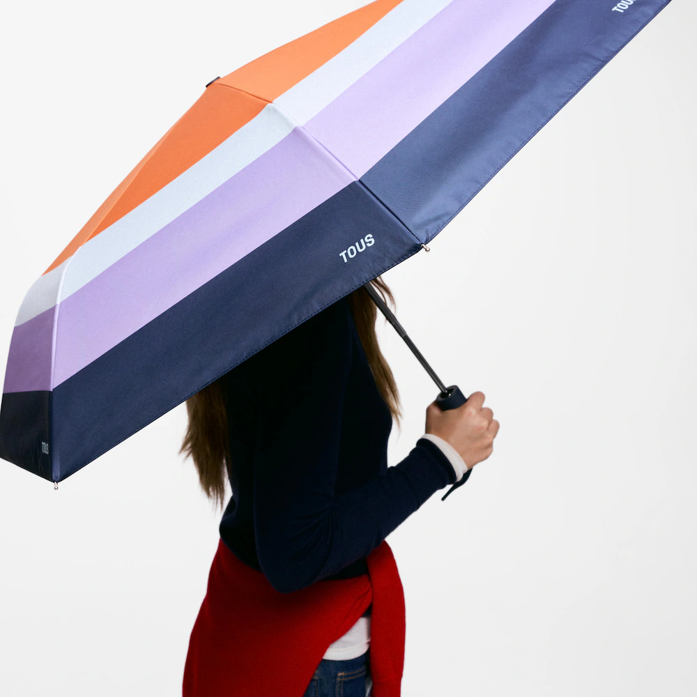 Guarda Sol e Chuva Riscas Coloridas Laranja - Tous  2