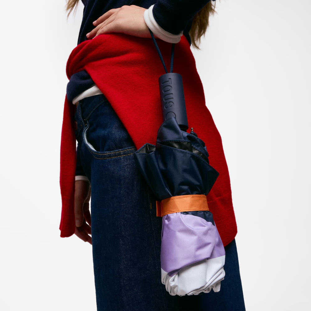 Guarda Sol e Chuva Riscas Coloridas Laranja - Tous  6