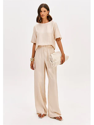 Calças Largas Creme Nude - Lança Perfume