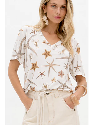 T-shirt Conchas STARFISH Branco - Lança Perfume