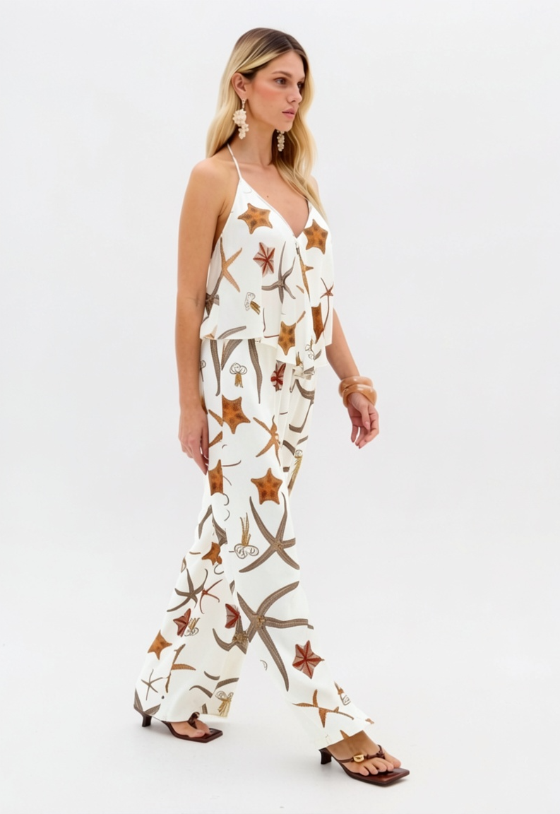 Calças Largas STARFISH Branco - Lança Perfume 2