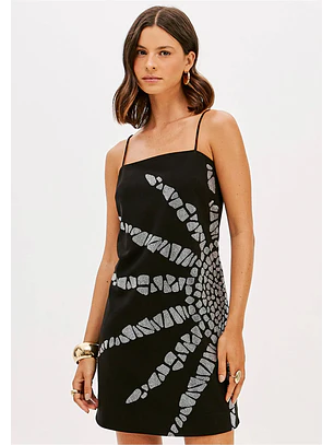 Vestido Curto com Strass Preto - Lança Perfume