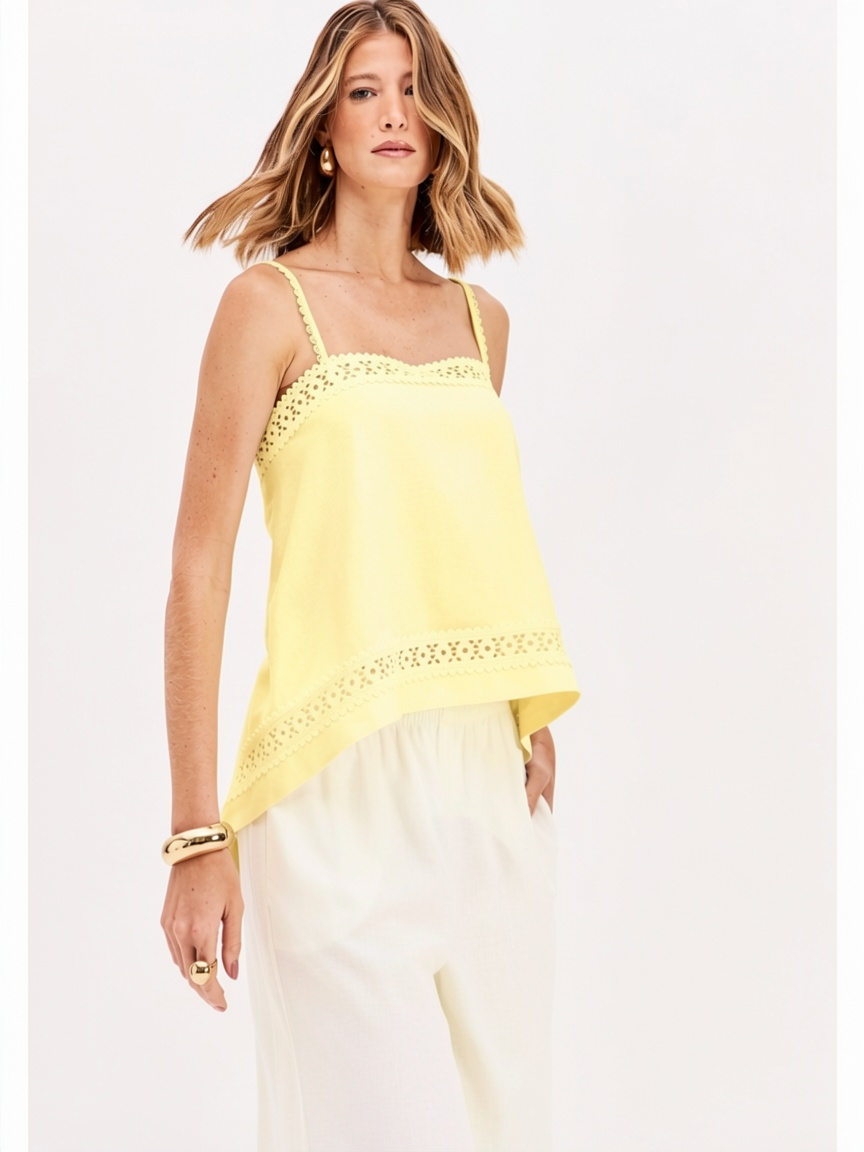 Top em Linho Amarelo Pastel - Lança Perfume 1