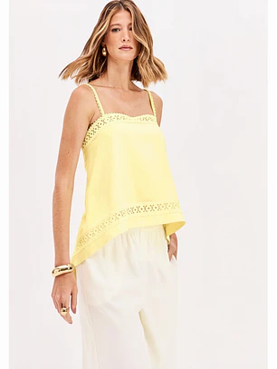Top em Linho Amarelo Pastel - Lança Perfume